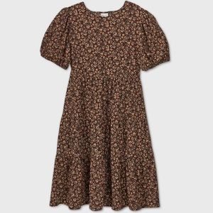 Ava & Viv Floral Print Short Sleeve Tiered Dress